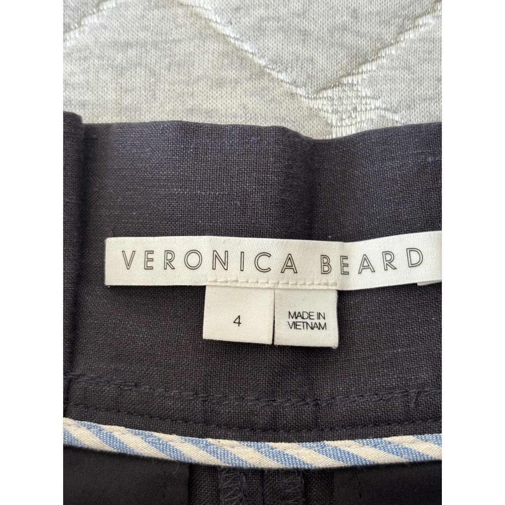 Veronica Beard Pants Womens‎ 4 Blue Wide Leg Linen Wool Blend Belted High Rise - Picture 3 of 8